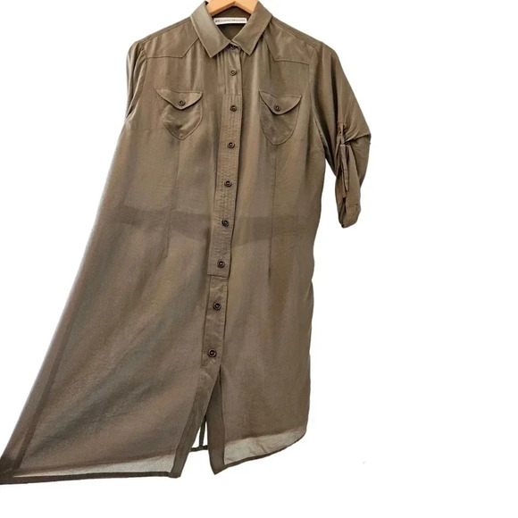 Maryan Mehlhorn Silk Green Quarter Sleeve Mini Dress Size Small. - Picture 7 of 16